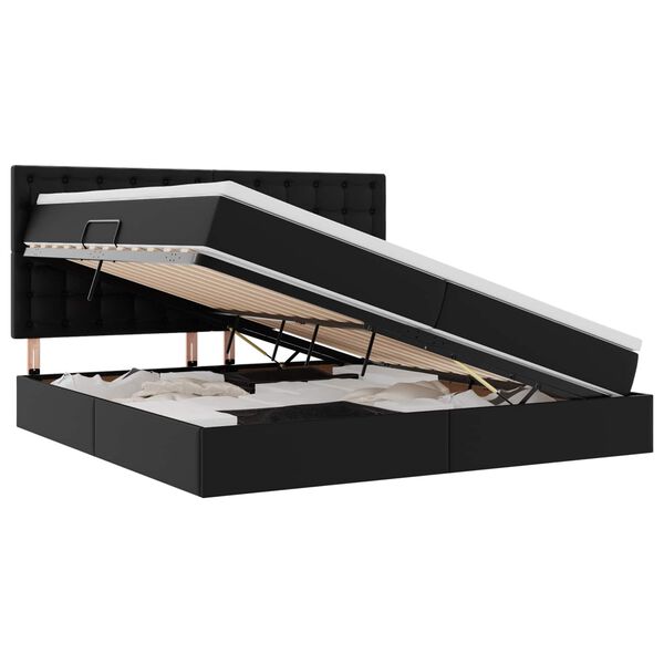 vidaXL Lit avec rangement et LED Noir 200 x 200 cm Simili cuir