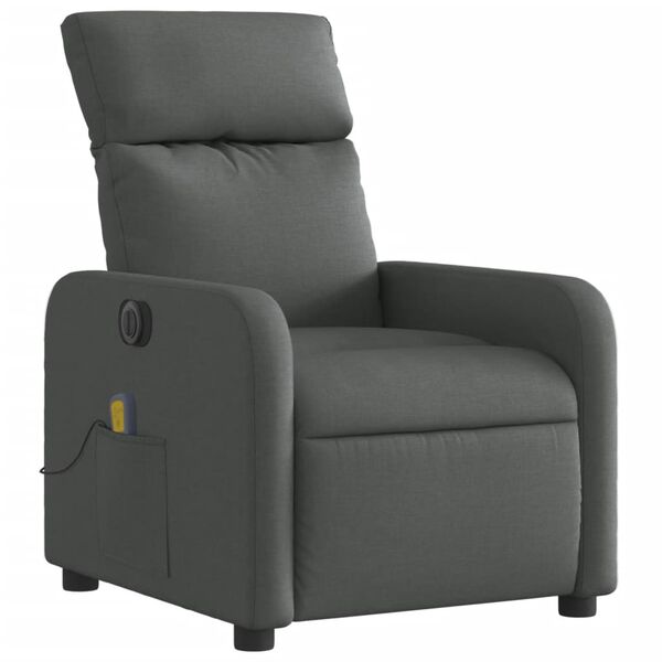 vidaXL Fauteuil inclinable de massage électrique gris foncé tissu