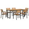 vidaXL Ensemble &agrave; manger de jardin 7 pcs bois d'acacia solide et m&eacute;tal