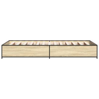 vidaXL Cadre de lit chêne sonoma 75x190 cm bois d'ingénierie et métal