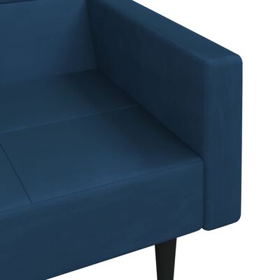 vidaXL Canapé-lit à 2 places avec deux oreillers Bleu Velours