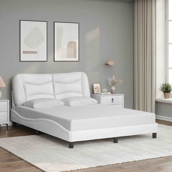 vidaXL Cadre de lit sans matelas Hvar blanc 140x200 cm similicuir