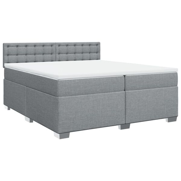vidaXL Sommier &agrave; lattes de lit avec matelas Gris clair 200x200cm Tissu