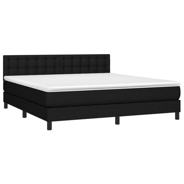 vidaXL Sommier &agrave; lattes de lit avec matelas Noir 160x200 cm Tissu