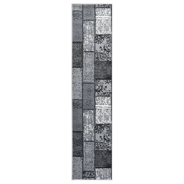 vidaXL Tapis BCF Gris avec motif de blocs 60x400 cm