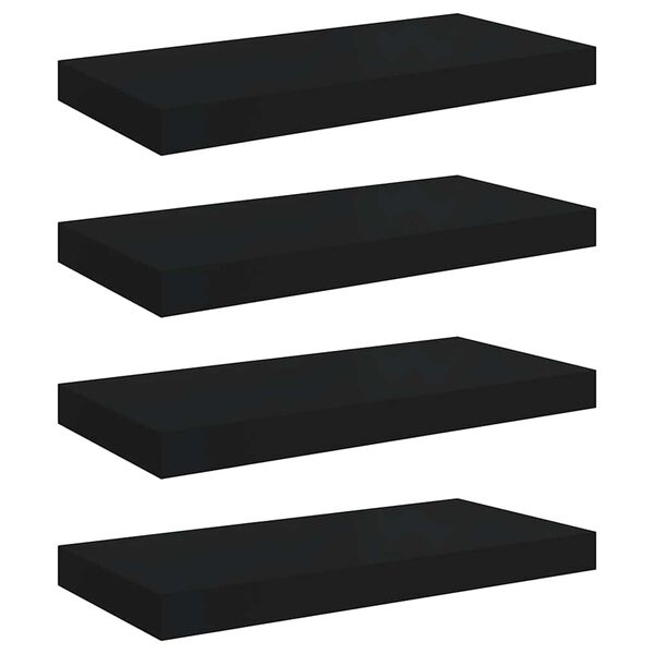 vidaXL &Eacute;tag&egrave;res murales flottantes 4 pcs noir 50x23x3,8 cm MDF