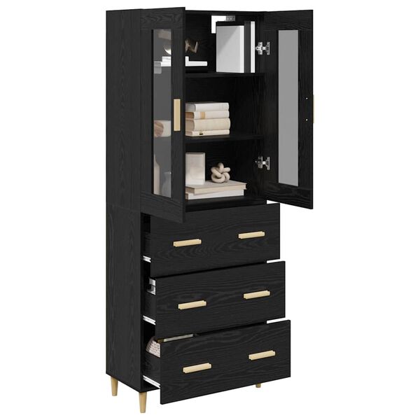 vidaXL Haut Armoire avec tiroir Ch&ecirc;ne noir 69,5 x 34 x 180 cm