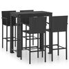vidaXL Ensemble de bar d'ext&eacute;rieur 5 pcs accoudoir R&eacute;sine tress&eacute;e Noir