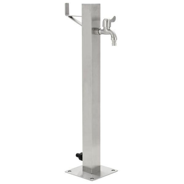 vidaXL Colonne à eau de jardin carrée Acier inoxydable 65 cm
