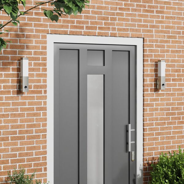 vidaXL Applique Murale Ext&eacute;rieure 2 pcs Argent&eacute; 10.5 x 6 x 33 cm