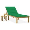 vidaXL Chaise longue de jardin avec table et coussin Pin impr&eacute;gn&eacute;
