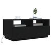 vidaXL Table basse avec lumières LED chêne noir 90x49x40 cm