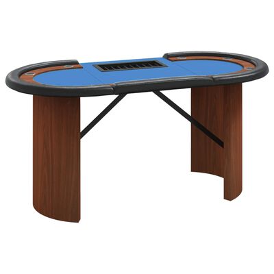 vidaXL Table de poker 8 joueurs avec plateau à jetons Bleu 160x80x75cm