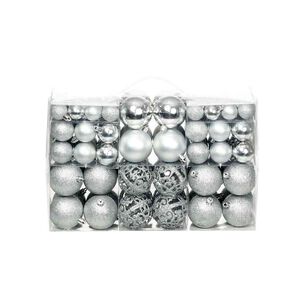 vidaXL Ensemble de boules de No&euml;l 100 pcs 3/4/6 cm Argent&eacute;