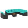 vidaXL Salon de jardin 11 pcs avec coussins noir r&eacute;sine tress&eacute;e