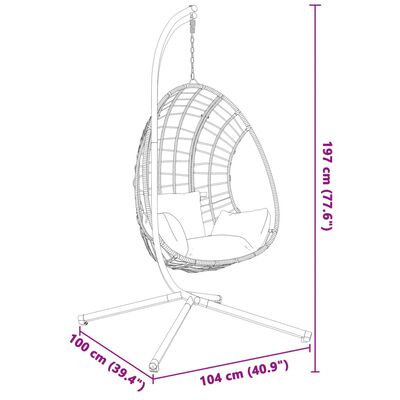 vidaXL Support de chaise suspendue en forme d'œuf noir acier