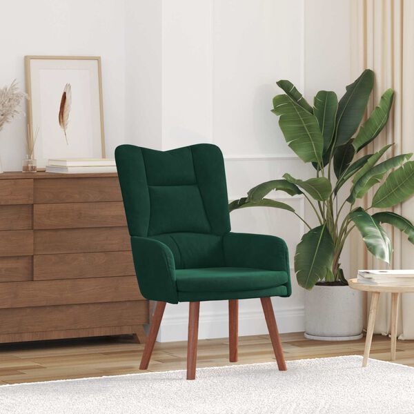 vidaXL fauteuil Vert fonc&eacute; 63 x 67 x 94 cm Velours