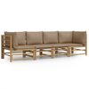 vidaXL Salon de jardin 4 pcs avec coussins taupe bambou