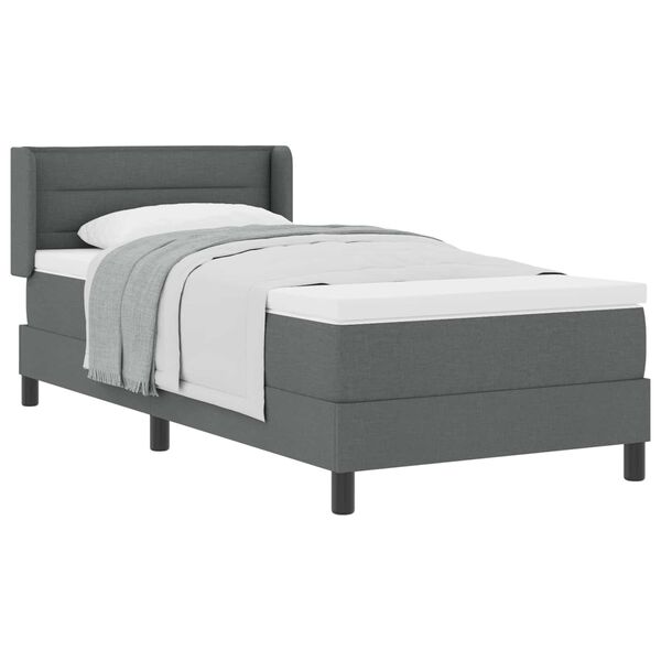 vidaXL Lit &agrave; ressorts avec matelas Gris fonc&eacute; 200 x 100 cm Polyester