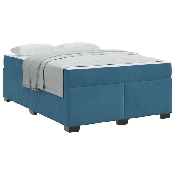 vidaXL Cadre de lit avec matelas Bleu fonc&eacute; 160 x 200 cm tissu