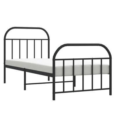 vidaXL Cadre de lit métal sans matelas avec pied de lit noir 90x200 cm