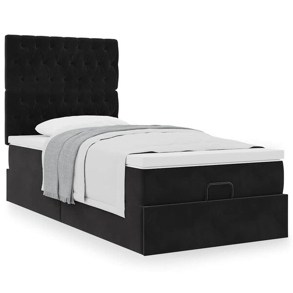VidaXL Cadre de lit ottoman avec matelas noir 100x200cm velours