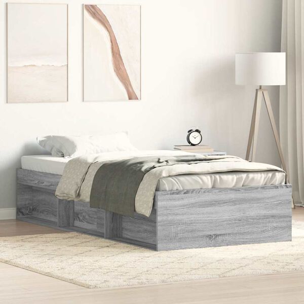 vidaXL Cadre de lit sans matelas sonoma gris 75x190 cm