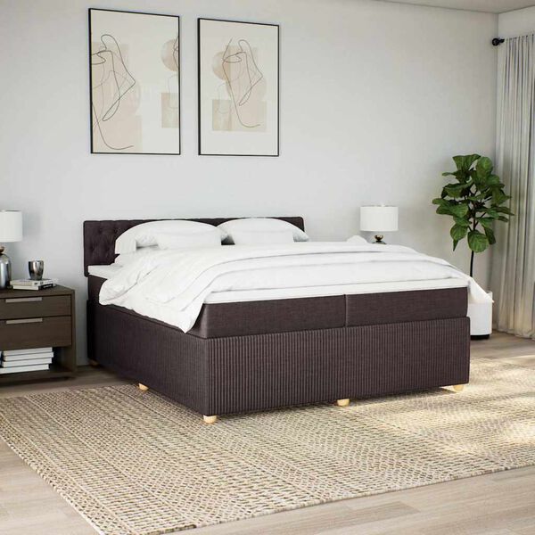 vidaXL Sommier &agrave; lattes de lit avec matelas Marron fonc&eacute; 200x200 cm