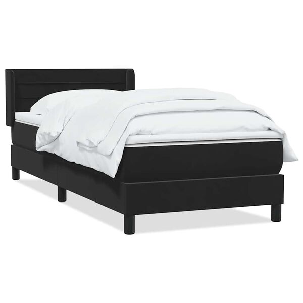 vidaXL Sommier &agrave; lattes de lit avec matelas noir 100x210 cm velours
