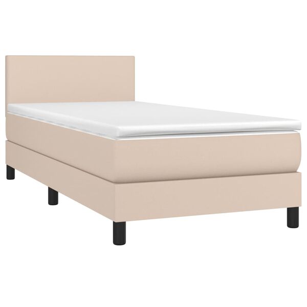 vidaXL Sommier &agrave; lattes de lit avec matelas Cappuccino 90x190 cm