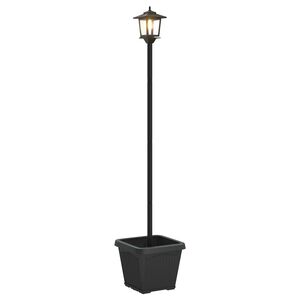 vidaXL Lampadaire solaire avec pot de fleurs Noir 32 x 32 x 158 cm