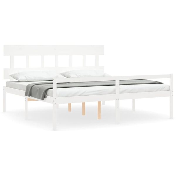 vidaXL Lit pour personne &acirc;g&eacute;e sans matelas blanc bois massif