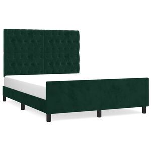 vidaXL Cadre de lit sans matelas vert fonc&eacute; 140x190 cm velours