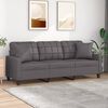 vidaXL Canap&eacute; 3 places avec oreillers d&eacute;coratifs gris 180cm similicuir