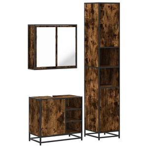 vidaXL Ensemble de meubles de salle de bain 3 pcs Ch&ecirc;ne fum&eacute;