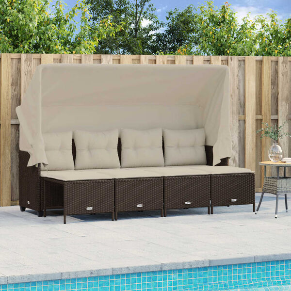 vidaXL Salon de jardin avec coussins 5 pcs marron r&eacute;sine tress&eacute;e