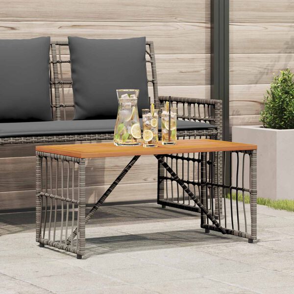 vidaXL Table de jardin Gris 80 x 40 x 40 cm Acier et Rattan Poly