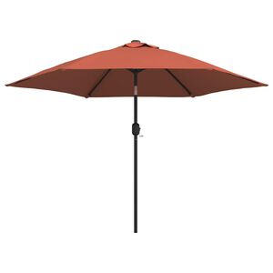 vidaXL Parasol de jardin avec lumi&egrave;res LED et m&acirc;t en acier terre cuite
