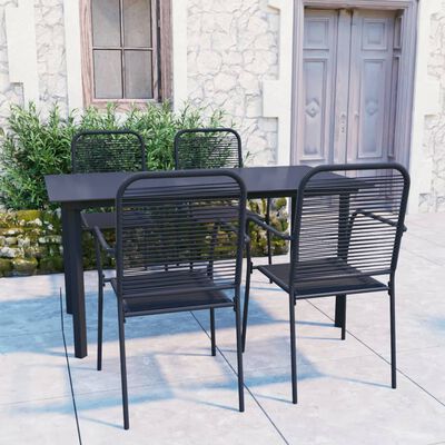 vidaXL Ensemble à manger de jardin 5 pcs noir verre et acier