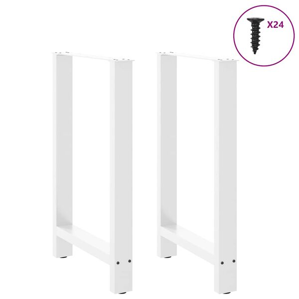 vidaXL Pieds de table de bar Blanc 2 pi&egrave;ces 60 x (90-91) cm Acier