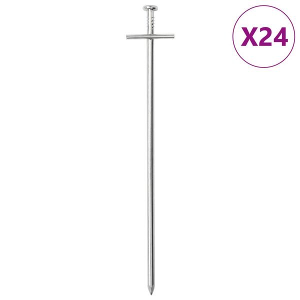 vidaXL Piquets de tente 24 pcs 23 cm Ø6 mm acier galvanisé