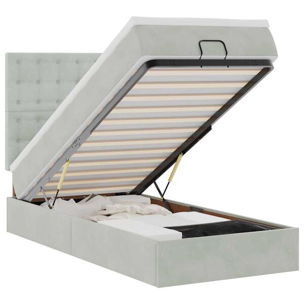 vidaXL Cadre de lit ottoman et matelas gris clair 90x190 cm velours