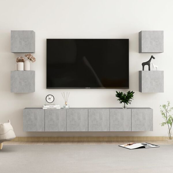 vidaXL Ensemble de meubles TV 7 pcs Gris b&eacute;ton Bois d'ing&eacute;nierie
