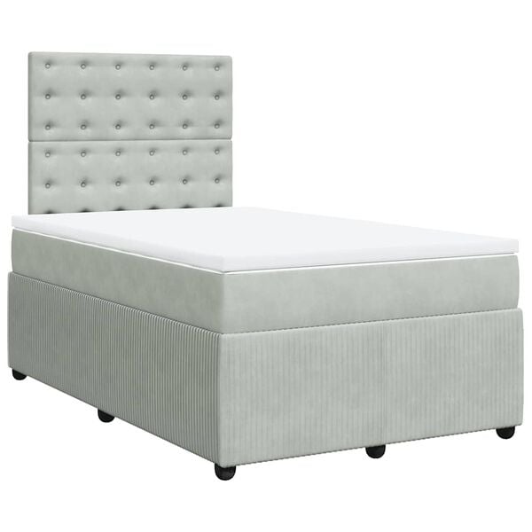 vidaXL Sommier &agrave; lattes de lit et matelas Gris clair 120x200cm Velours