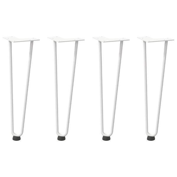 vidaXL Pieds en &eacute;pingle &agrave; cheveux pour table basse 4 pi&egrave;ces Blanc 42 cm Acier massif