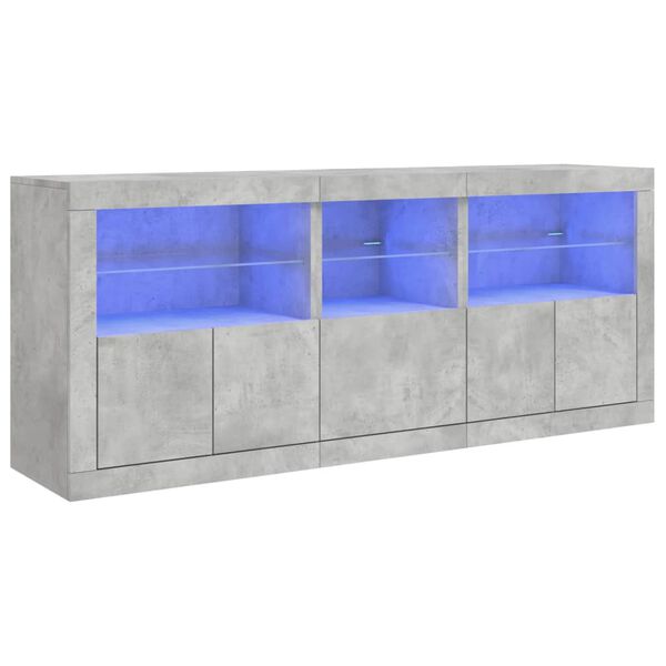 vidaXL Buffet avec lumi&egrave;res LED gris b&eacute;ton 162x37x67 cm