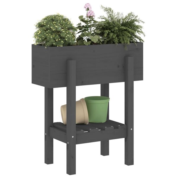 vidaXL Jardinière gris 62x30x69 cm bois massif de pin