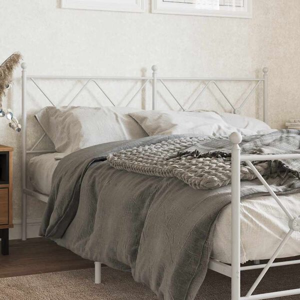 vidaXL T&ecirc;te de lit de remplacement m&eacute;tal blanc 160 cm