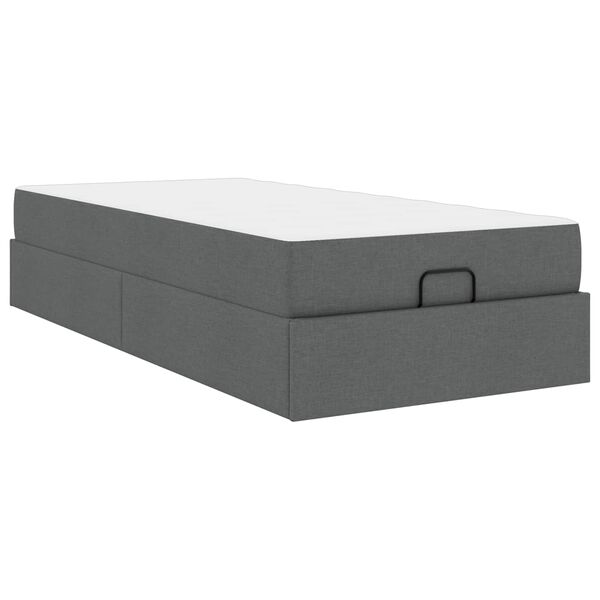 vidaXL Cadre de lit avec matelas avec matelas 2 pcs Gris Fonc&eacute; tissu