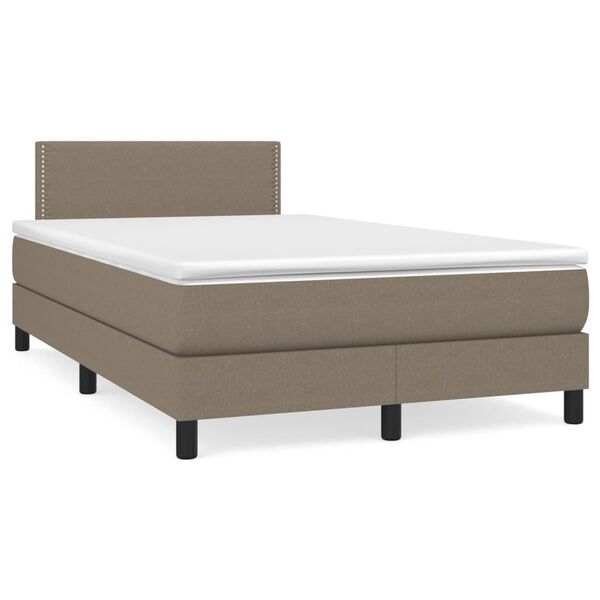 vidaXL Sommier &agrave; lattes de lit matelas et LED taupe 120x190 cm tissu